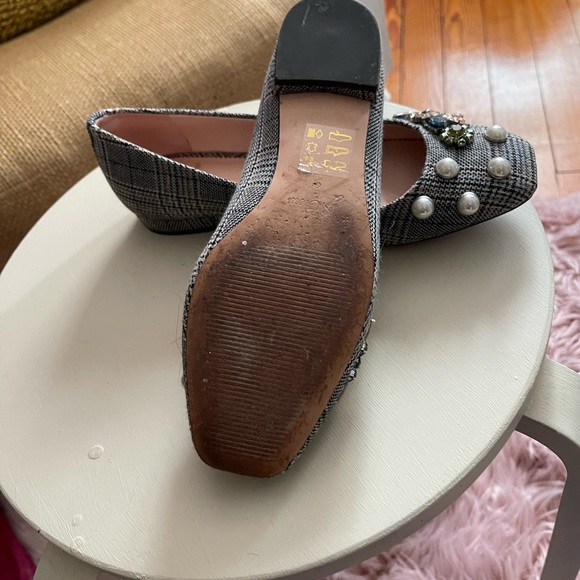 J Crew Glen Plaid Bejeweled flats Size 6 - Picture 4 of 4